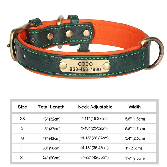 Personalised Leather Dog Collar with Free Engraving – Soft & Durable - GREEN